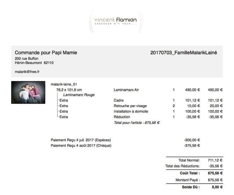 ProSelect : Impression du bon de commande client détaillé